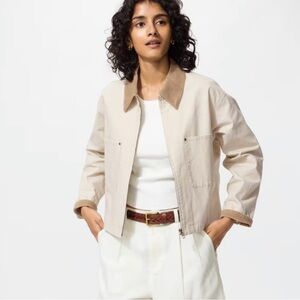Uniqlo Women's Cream zip up short jacket beige L